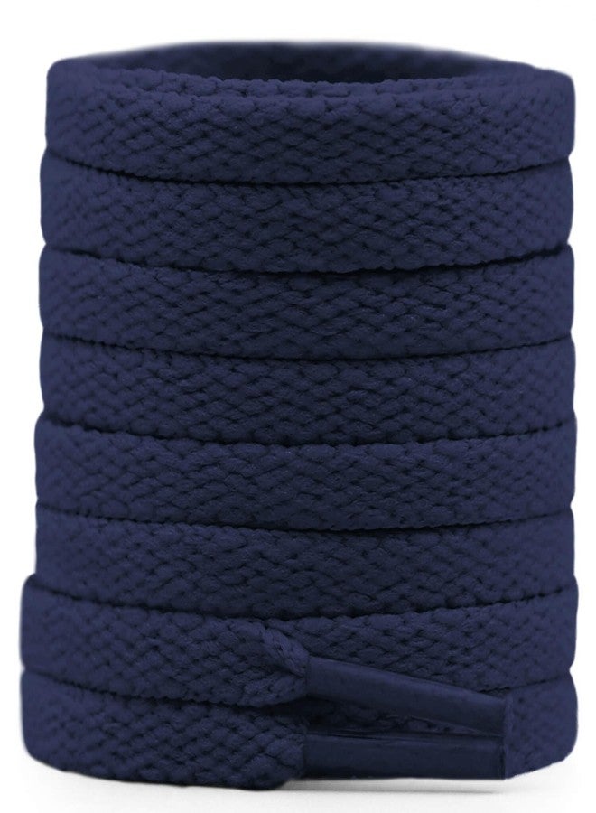 DELELE Flat Shoe Laces for Sneakers: 51 inch Navy 6/25 inch Narrow Athletic Shoelaces 2 Pair - Image 1